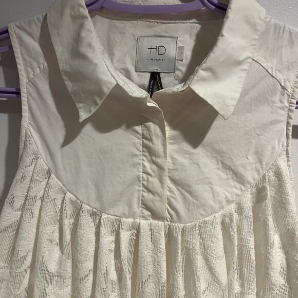 Anthropologie HD in Paris White Lace Poplin Swing Dress - Picture 3 of 7